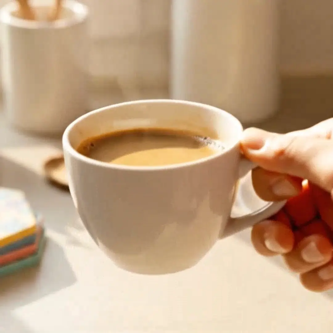 Enjoying slim coffeee booster as part of a morning routine